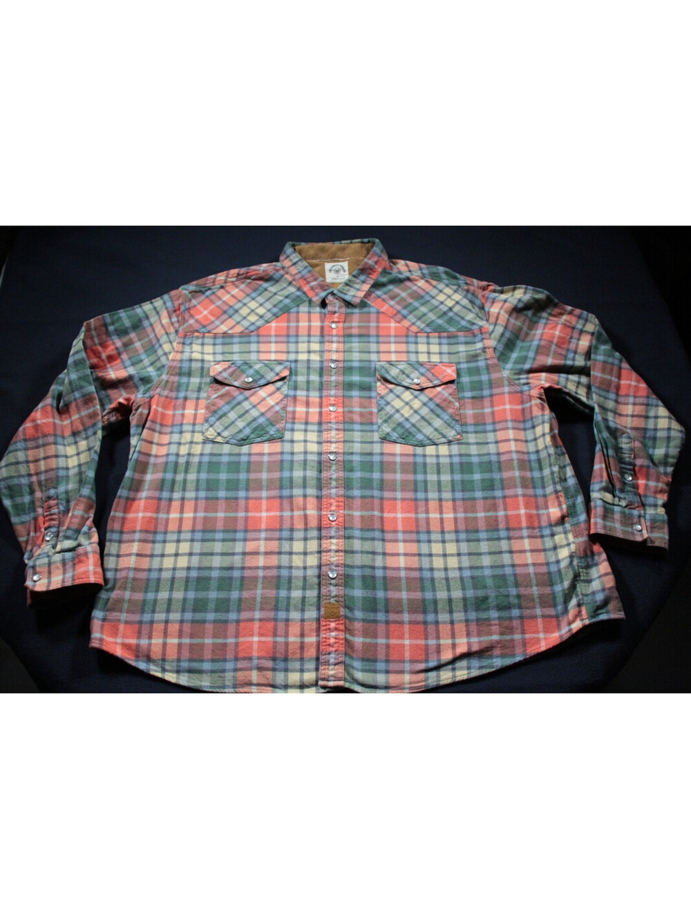 Men's Dubinik Flannel Western Shirt 4XL Plaid Pearl Snaps Button Down